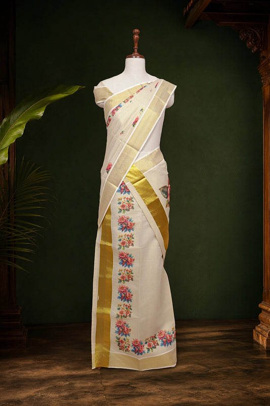 Golden Tissue Kerala Set Mundu - Seematti