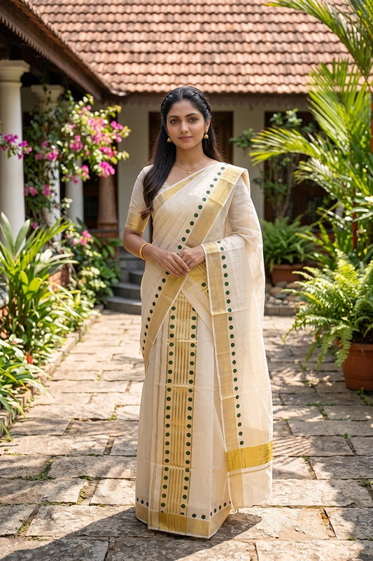 Golden Tissue Kerala Set Mundu - Seematti