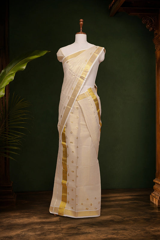 Golden Tissue Kerala Set Mundu - Seematti