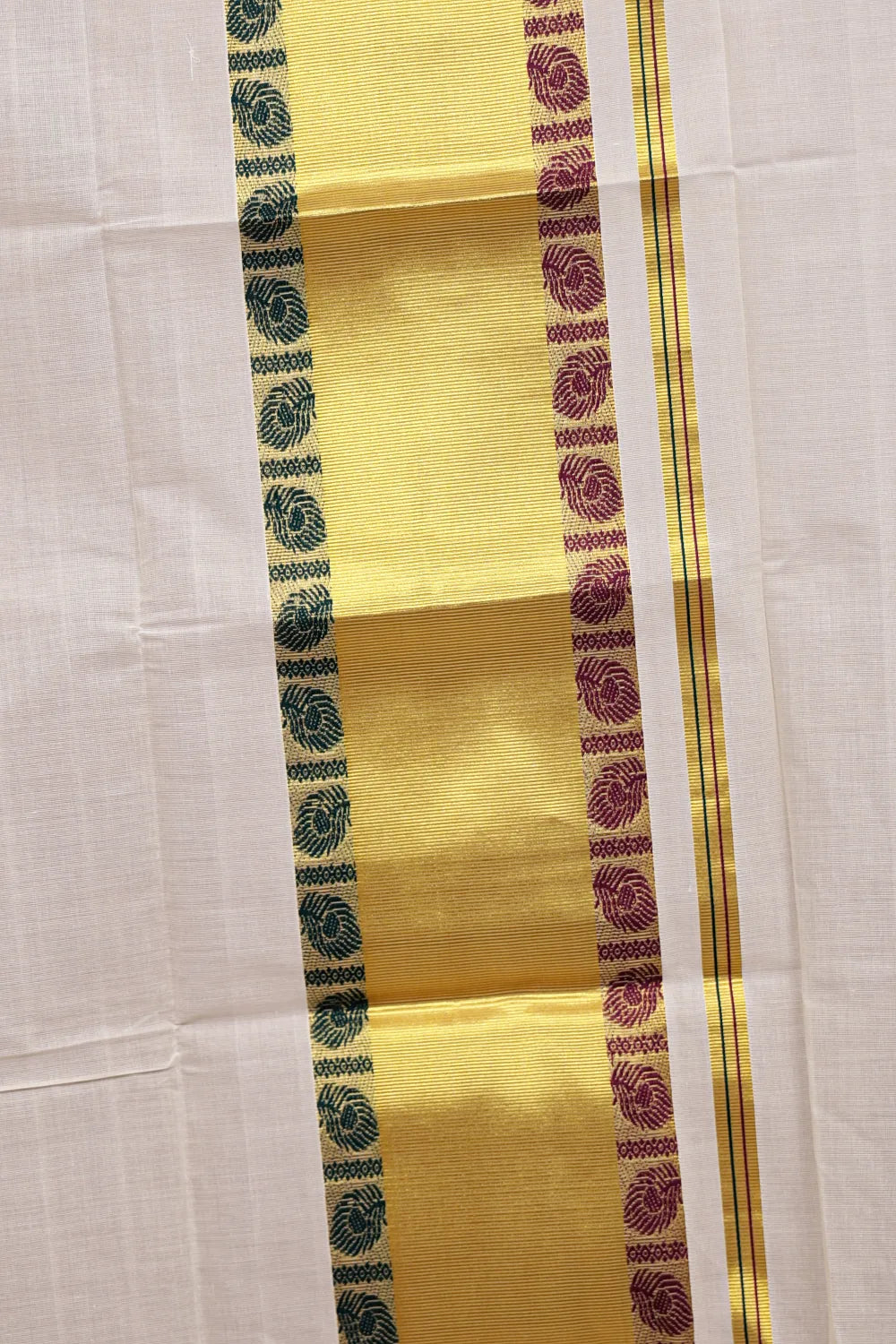 Off White Cotton Kerala Set Mundu