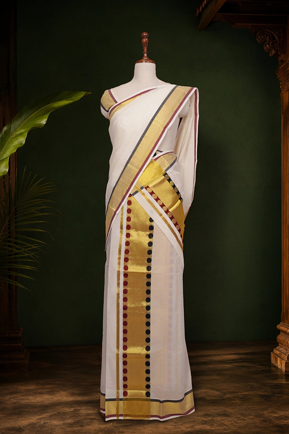Off white Cotton Kerala Set Mundu