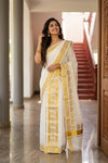 Off White Cotton Kerala Set Mundu