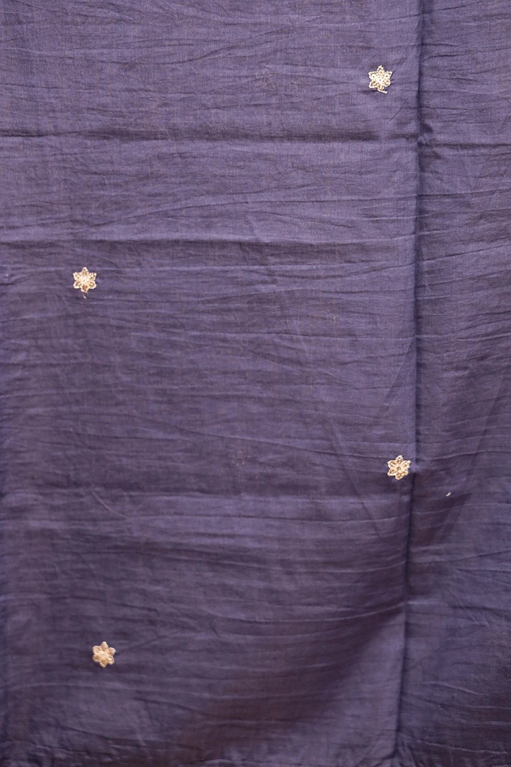 Navy Blue Chanderi Silk Embroidery  Unstitched Churidhar Material
