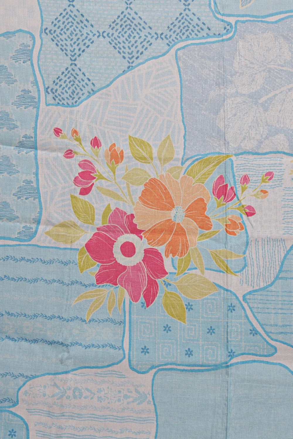 Sky Blue Mascline Printed Unstitched Churidhar Material