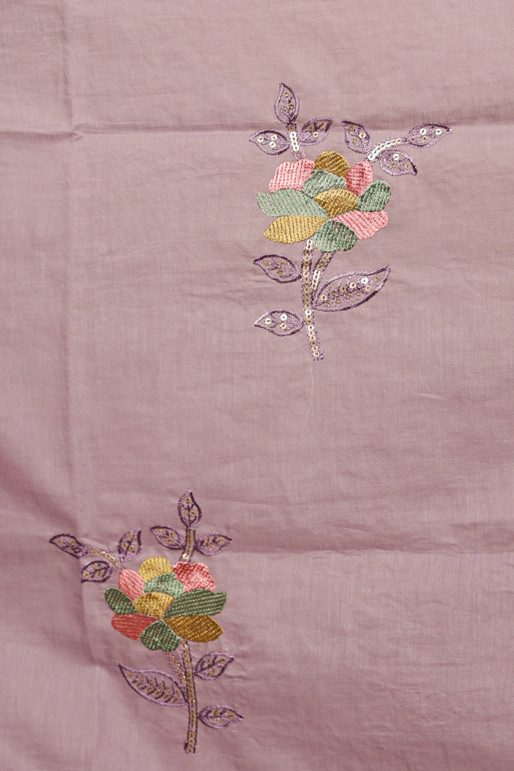 Lavender Mul Chanderi Embroidery Unstitched Material