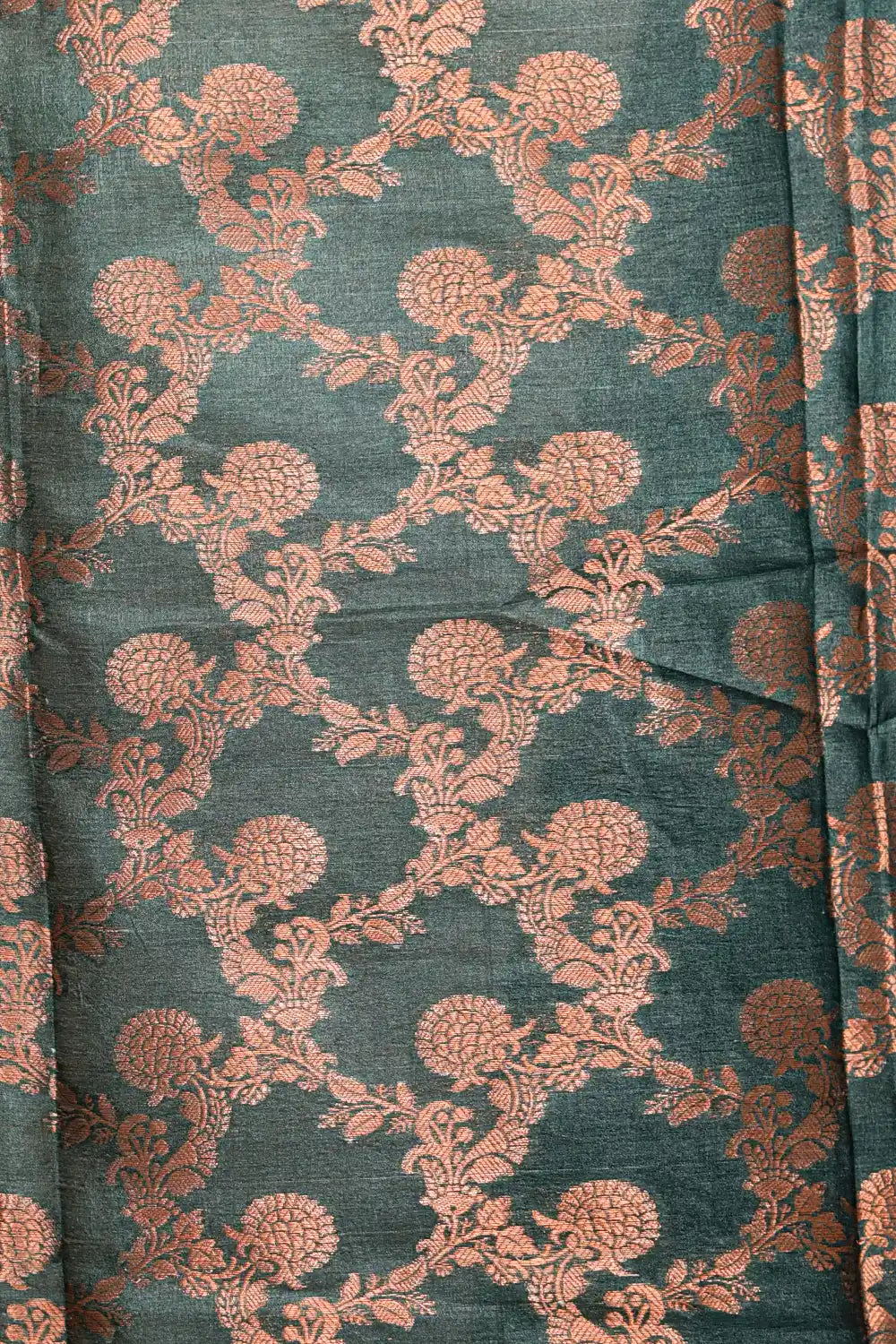 Green Tussar Silk Banarasi Design Unstitched  Material
