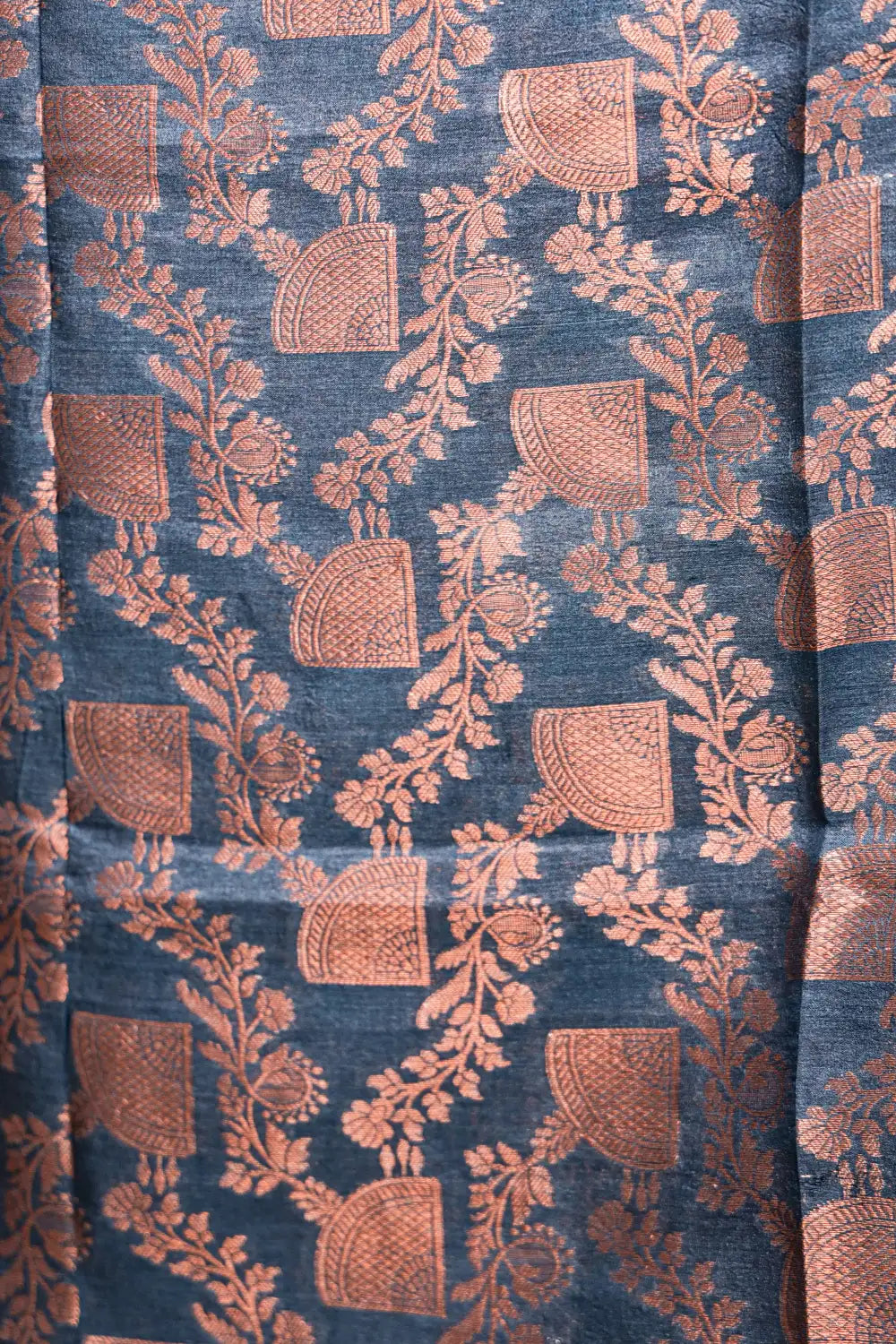 Peacock Blue Tussar Silk Banarasi Design Unstitched Churidhar Material