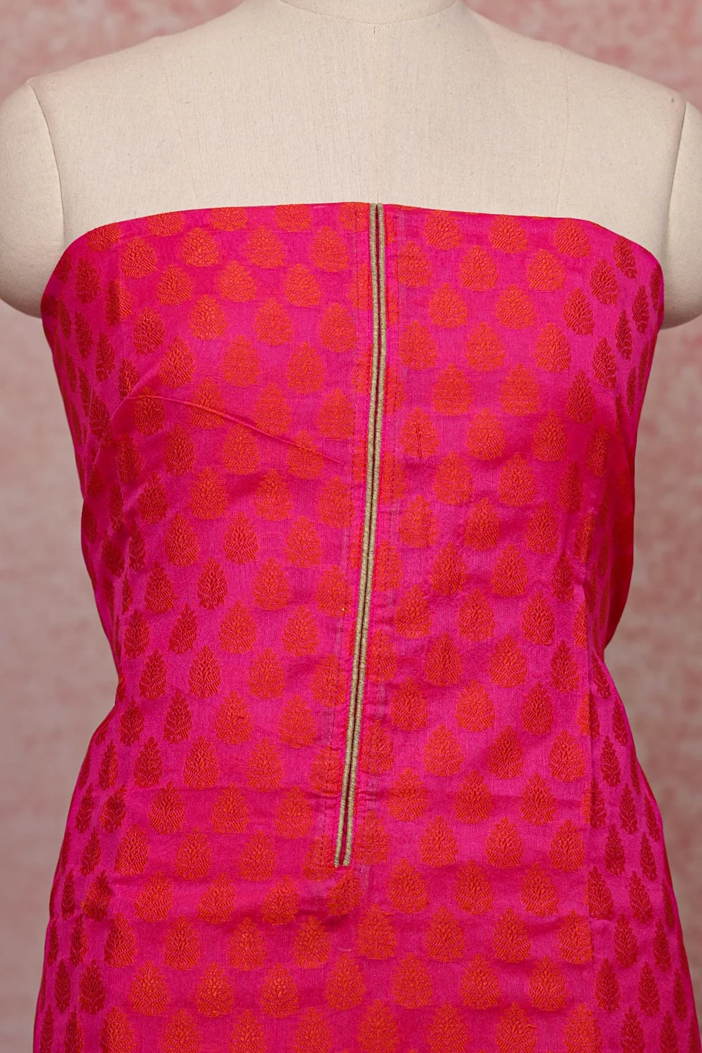 Rani Pink Chanderi Butta Unstitched Churidhar Material