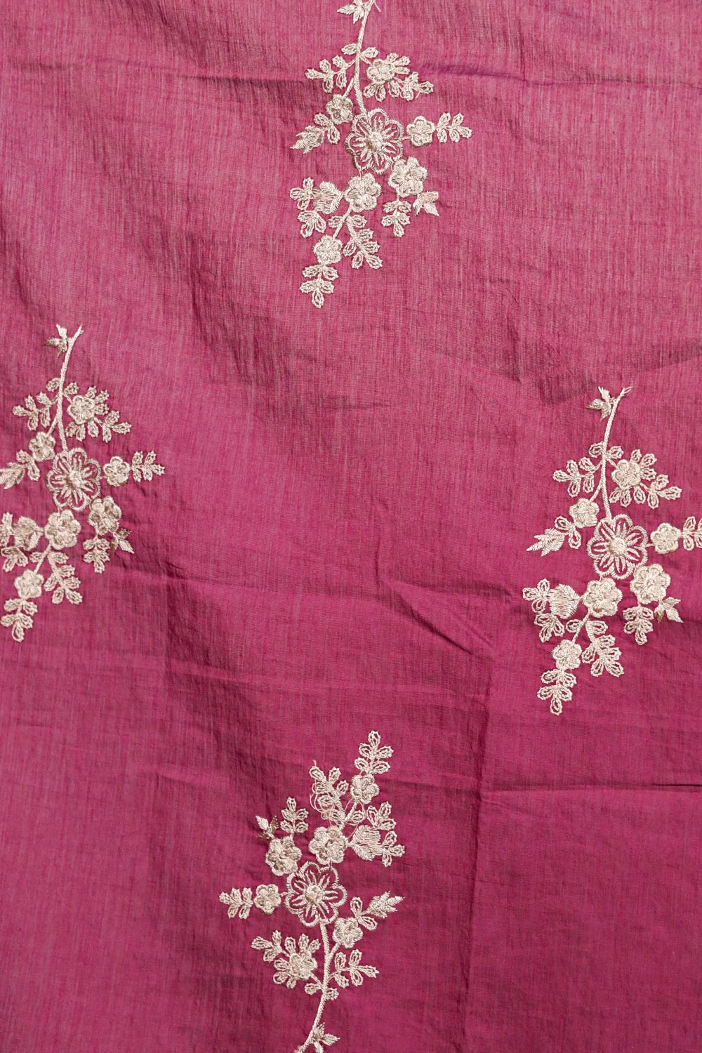 Wine Mul Chanderi Embroidery Unstitched Churidhar Material