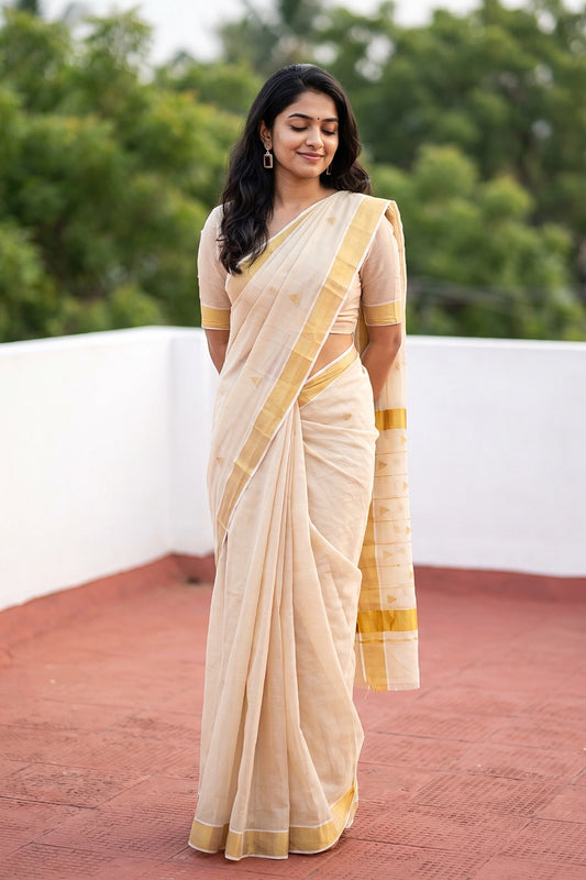 Golden Tissue Kerala Saree - Seematti