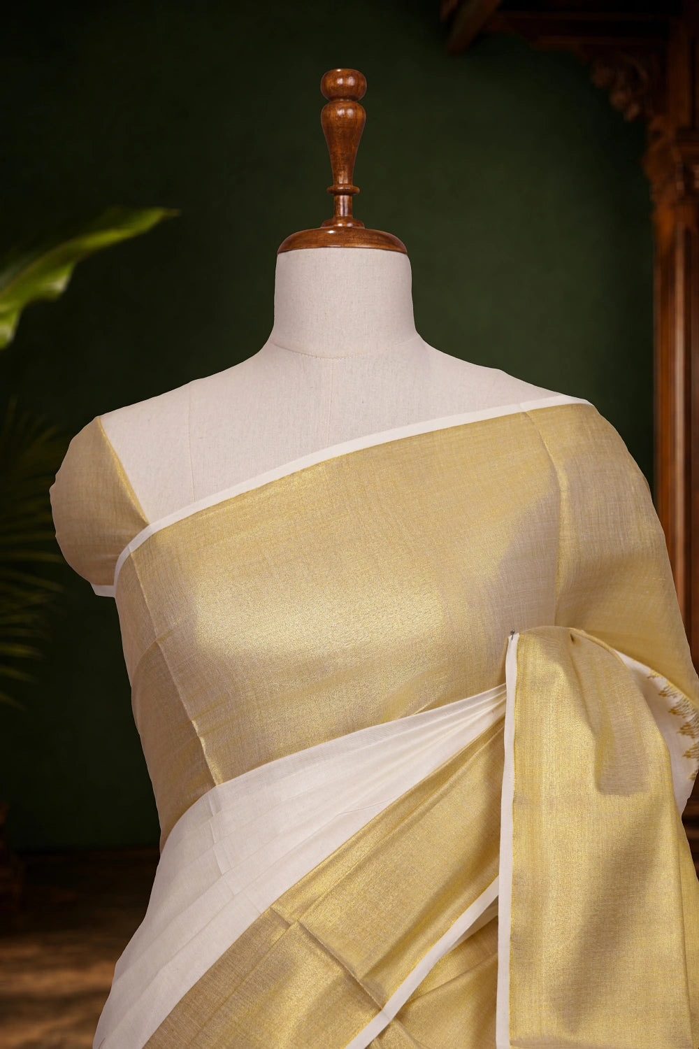 Off White Cotton Kerala Saree