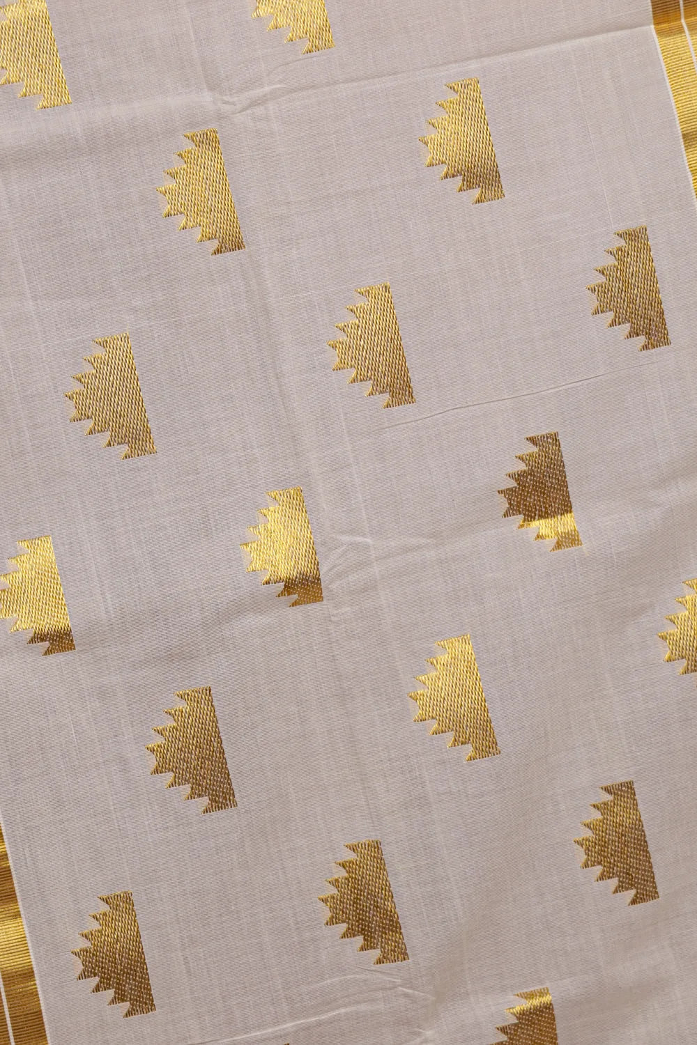 Off White Cotton Kerala Saree