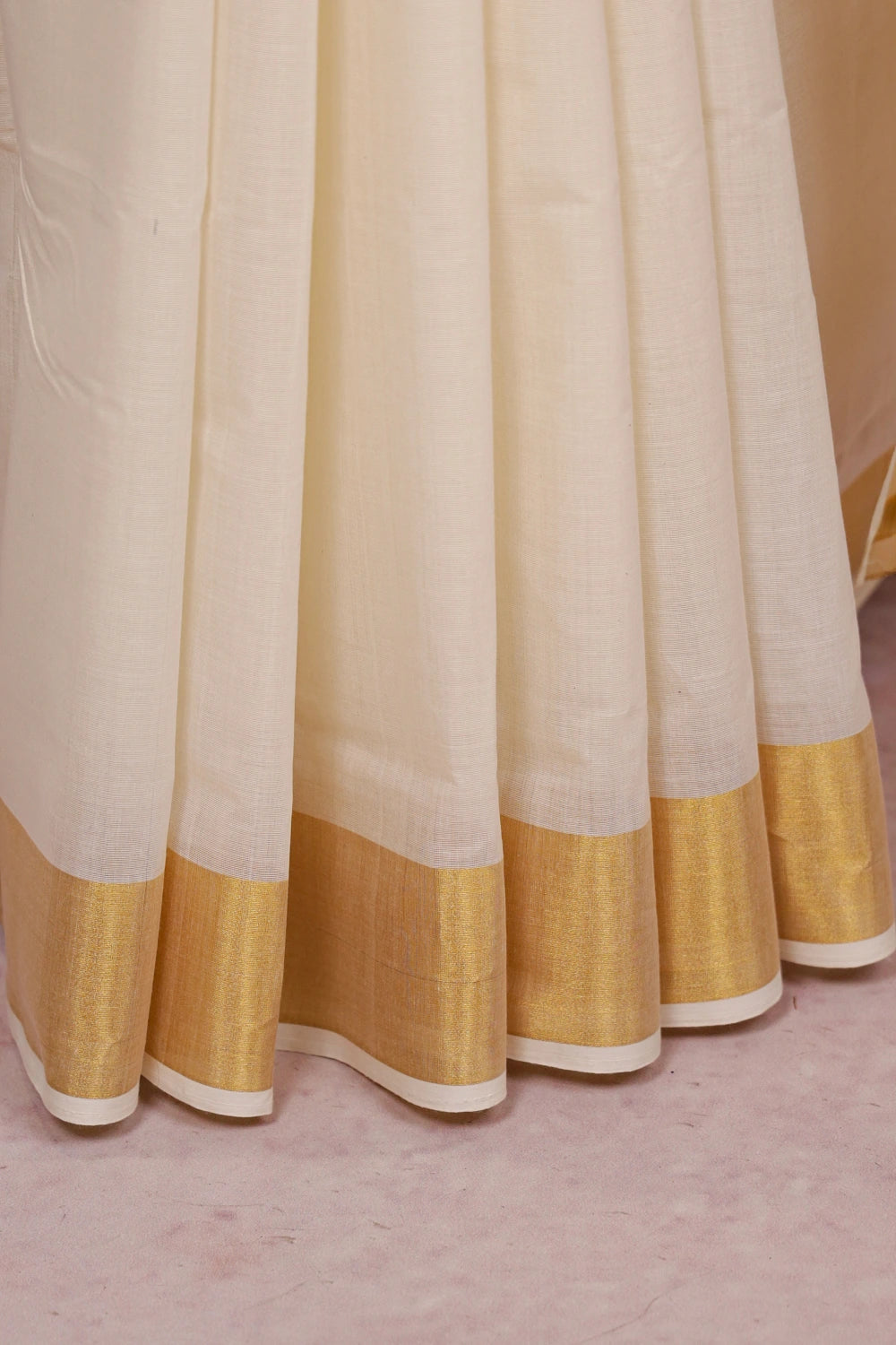 Off White Cotton Kerala Saree