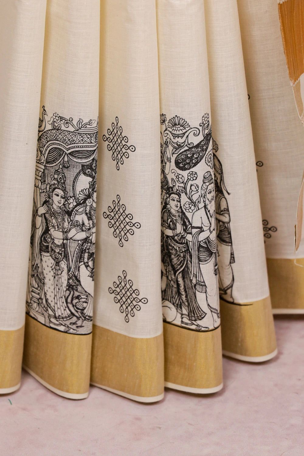 Off White Cotton Kerala Saree