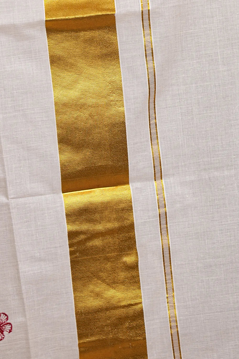 Off White Cotton Kerala Saree - Seematti