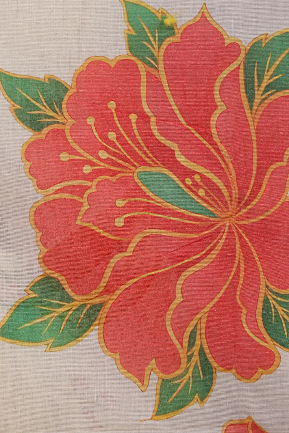 Off White Cotton Kerala Saree