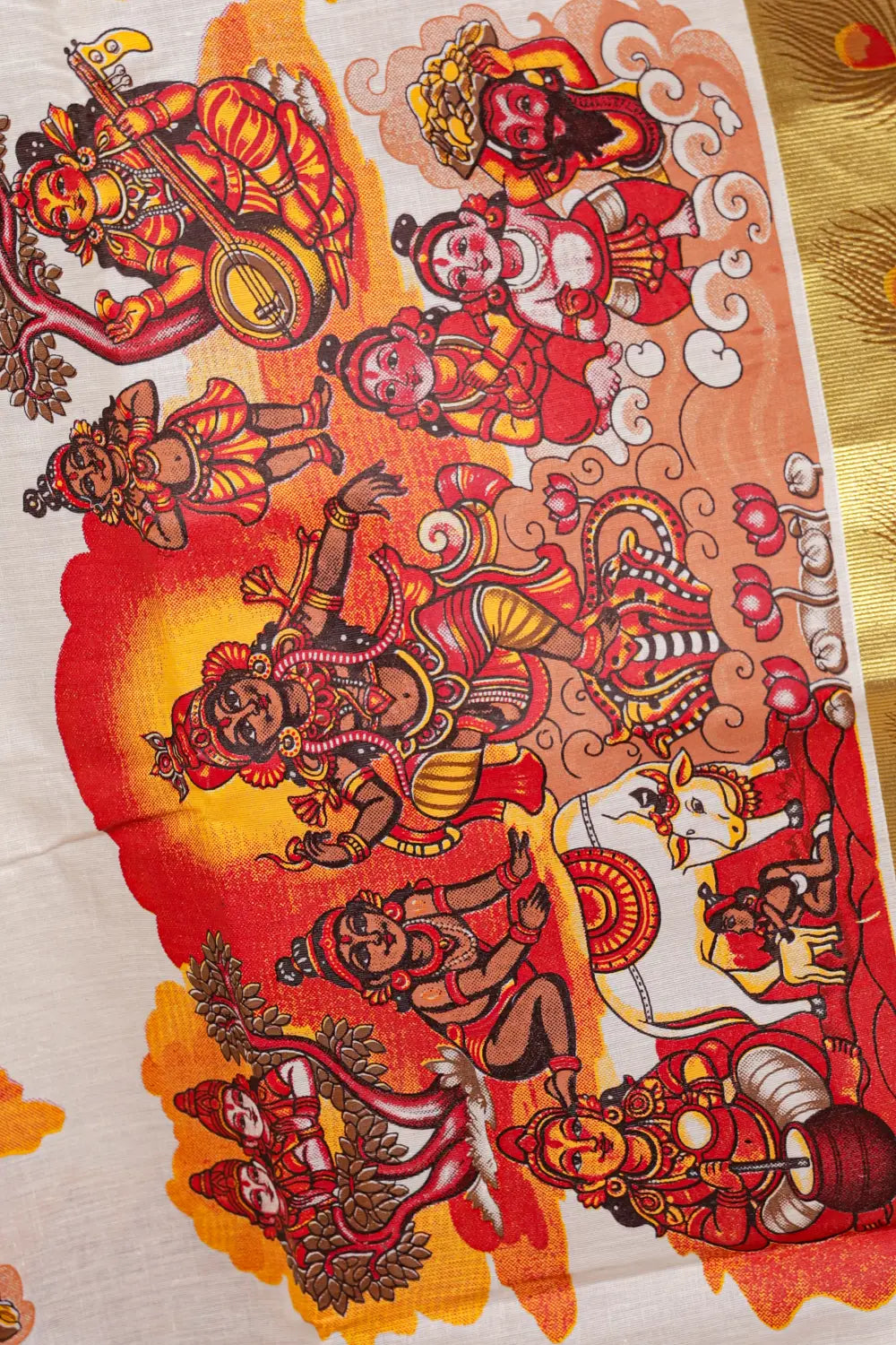 Off White Cotton Kerala Saree