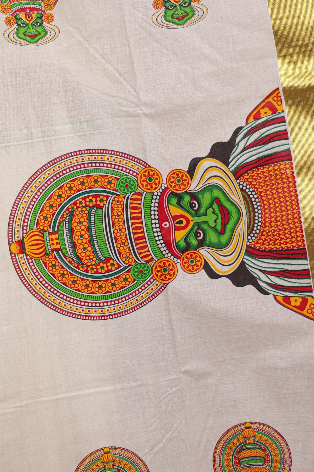 Off White Cotton Kerala Saree