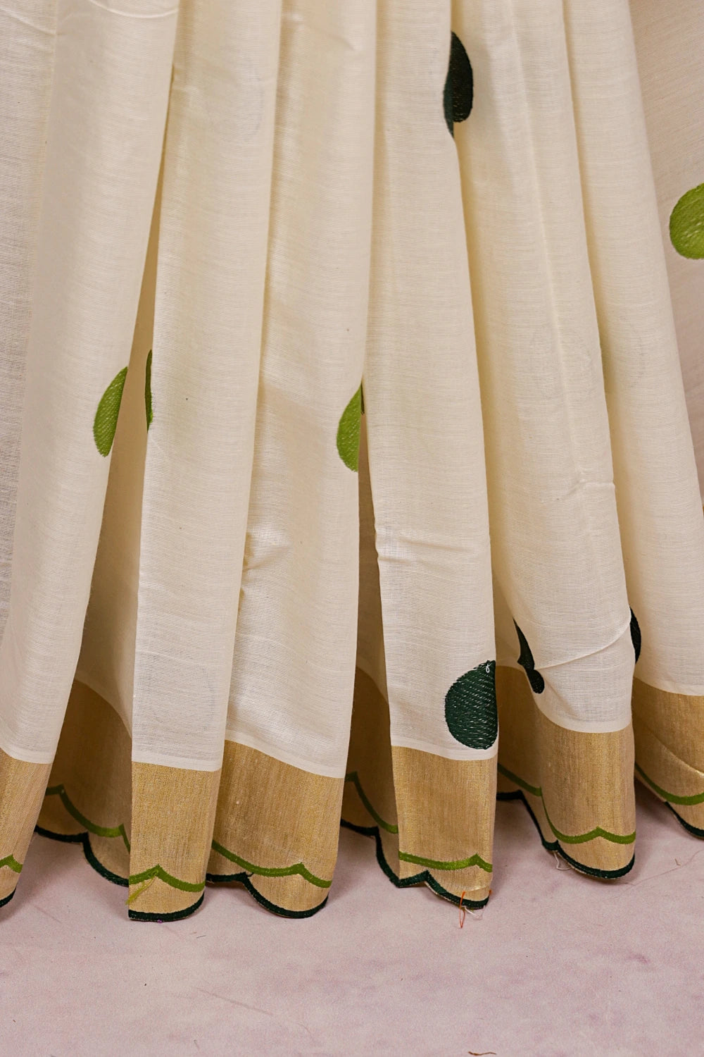 Off White Cotton Kerala Saree