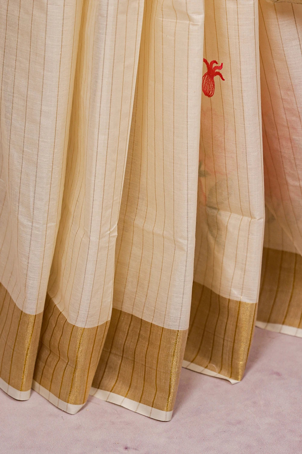 Off White Cotton Kerala Saree