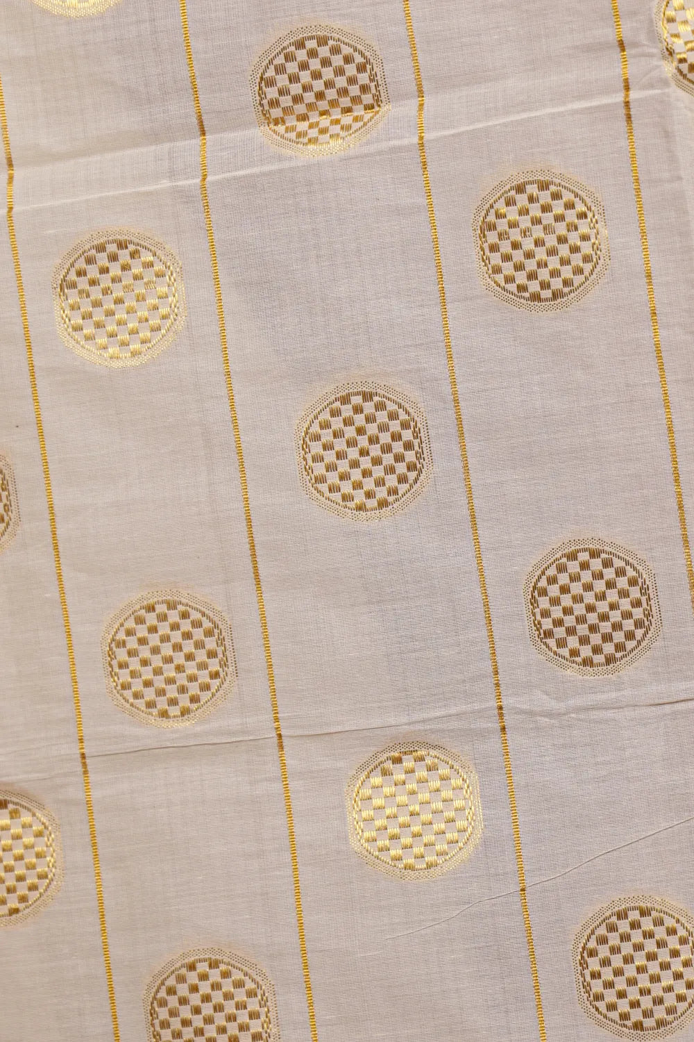 Off White Cotton Kerala Saree