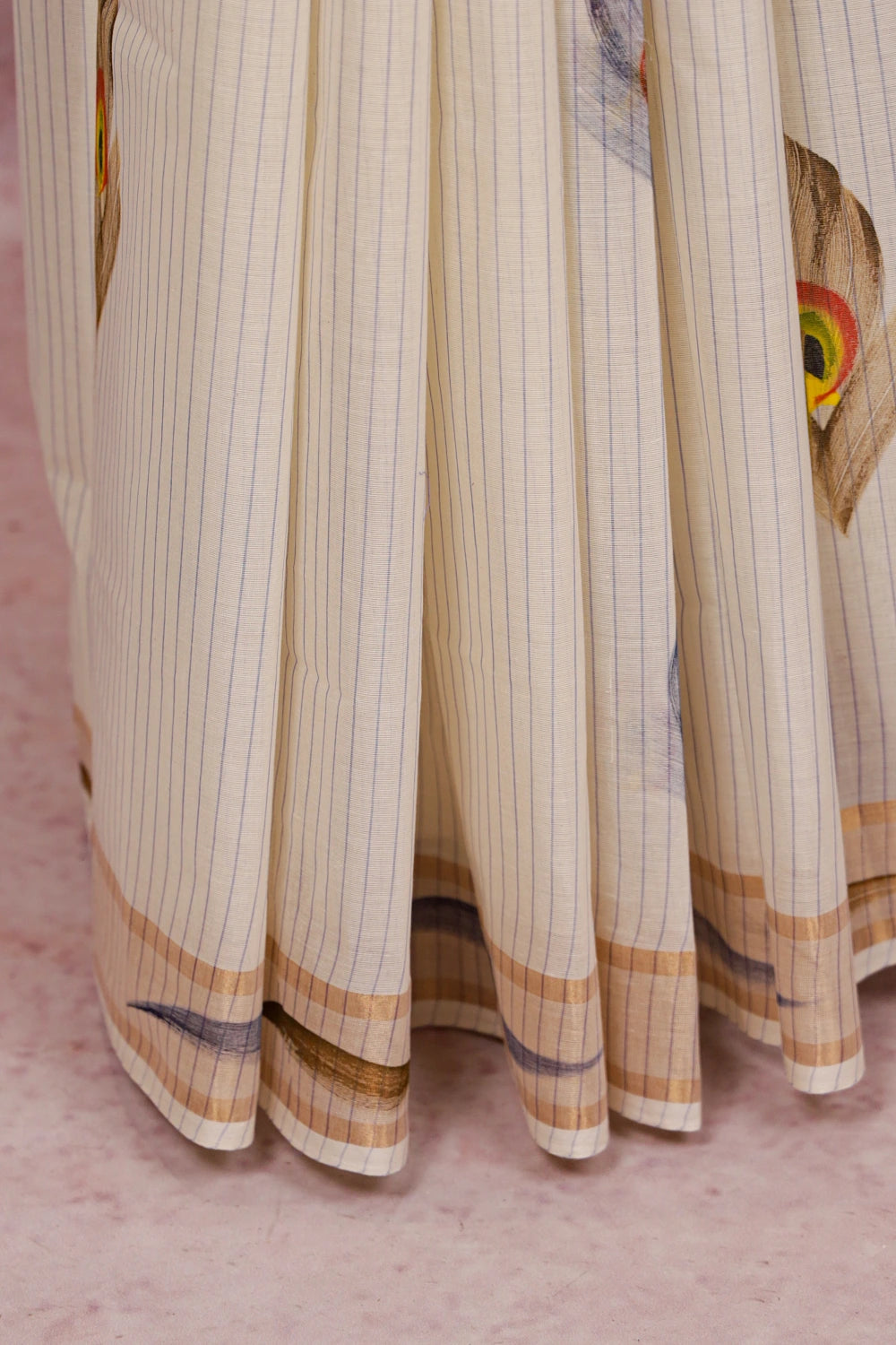 Off White Cotton Kerala Saree