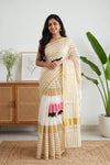 Off White Cotton Kerala Saree - Seematti
