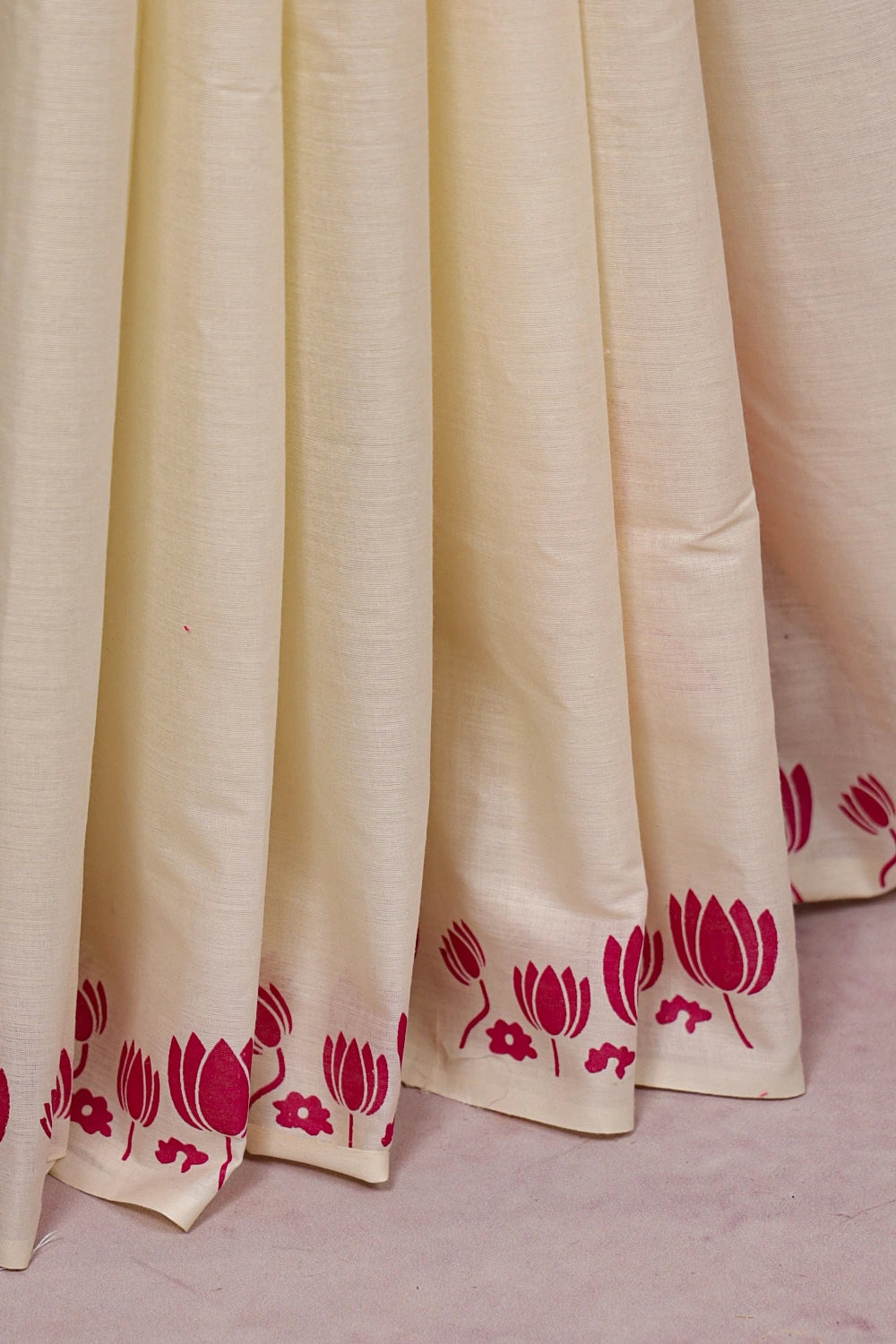 Cream Cotton Kerala Saree
