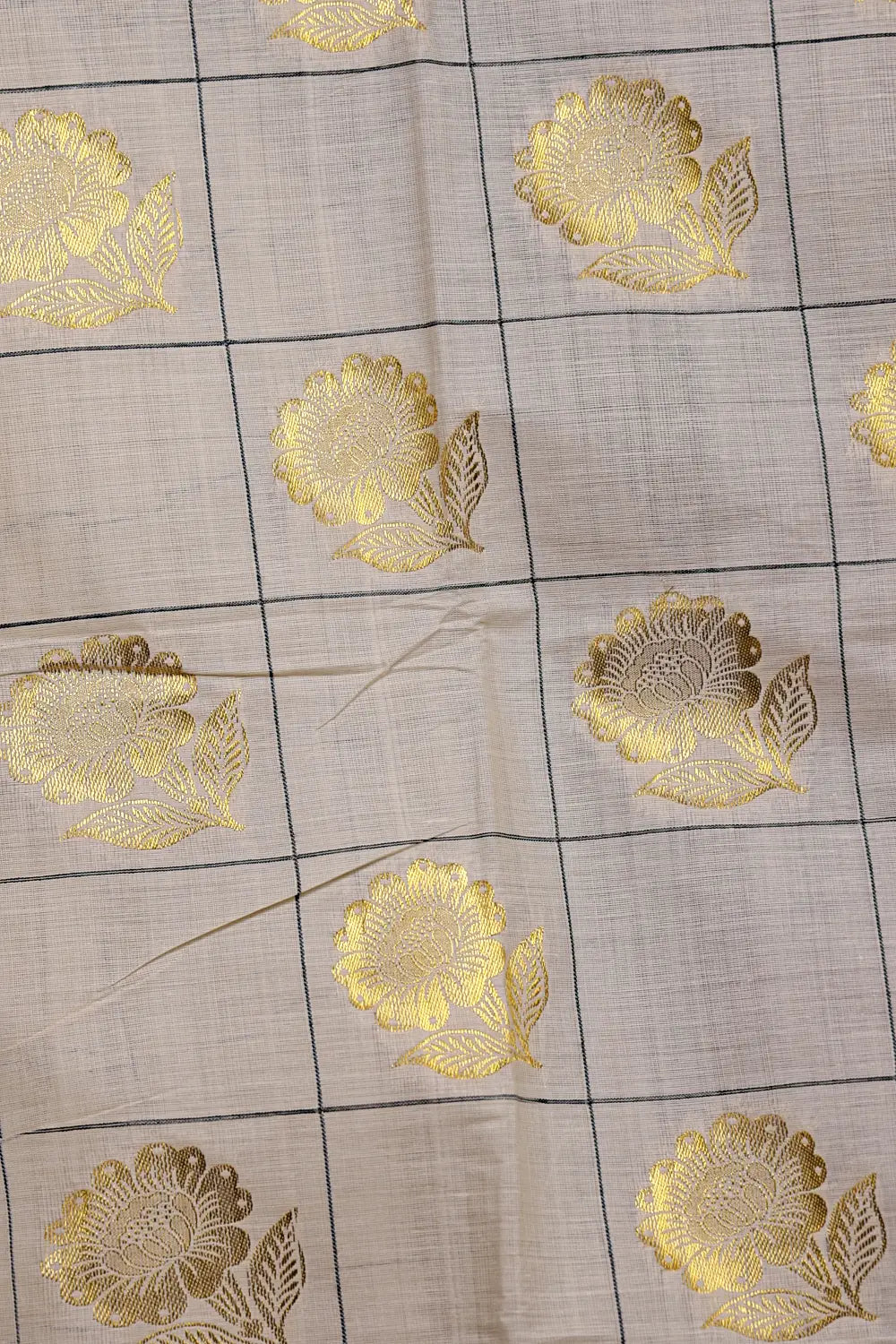 Off White Cotton Kerala Saree
