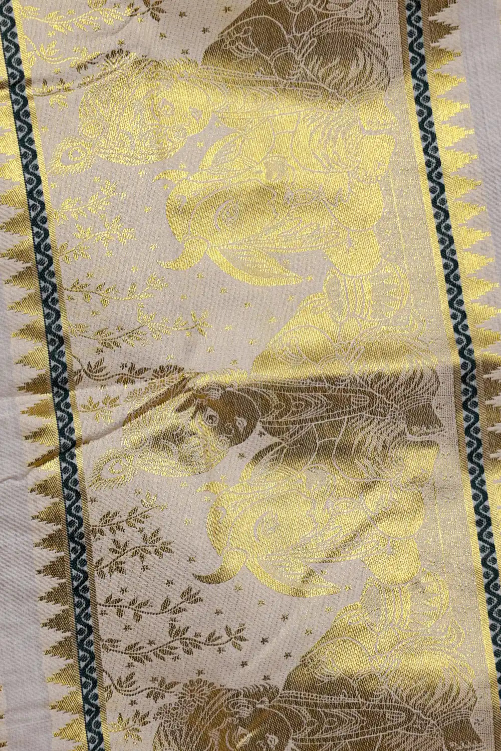 Off White Cotton Kerala Saree