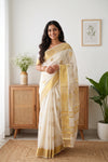 Off White Cotton Kerala Saree - Seematti