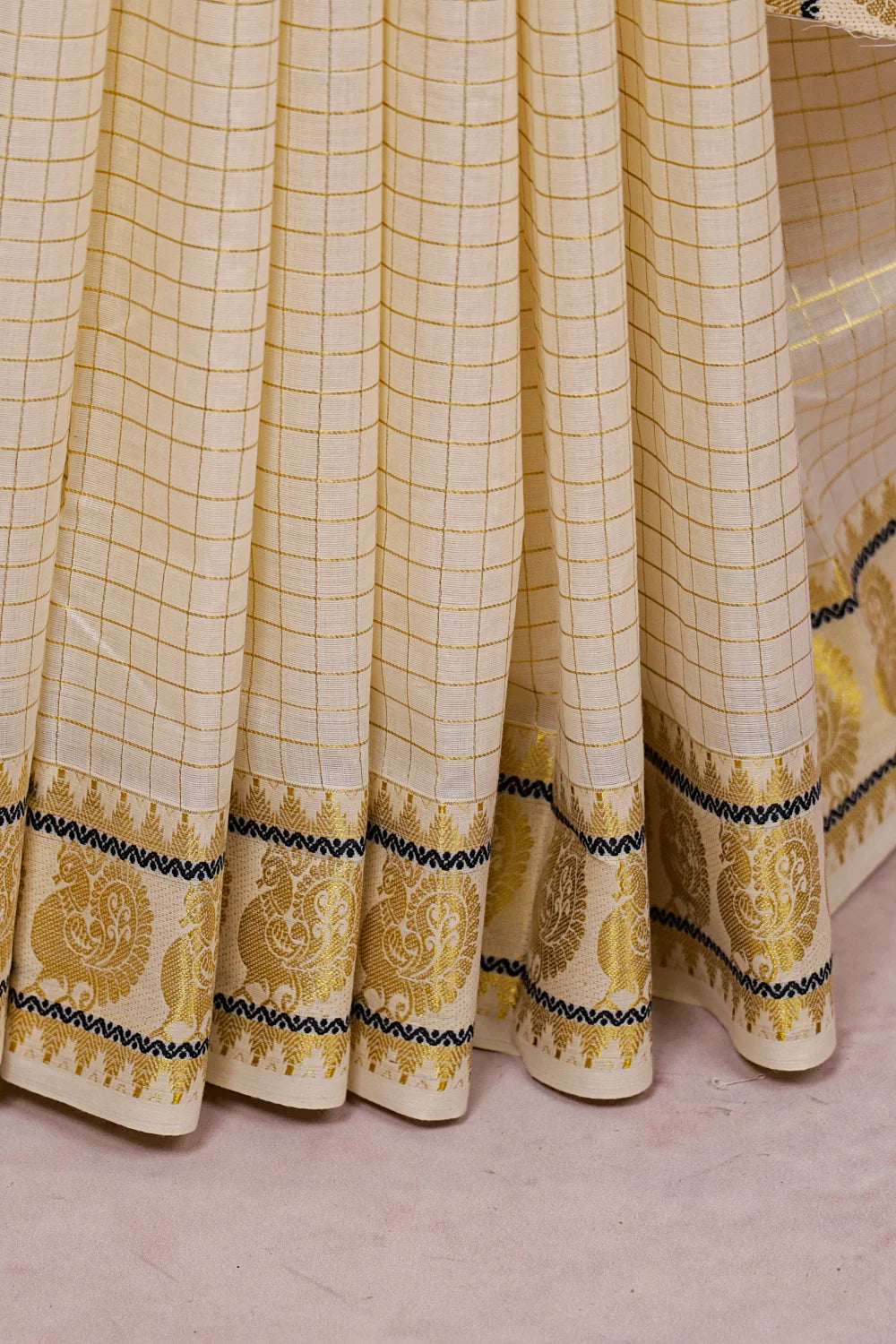 Off White Cotton Kerala Saree