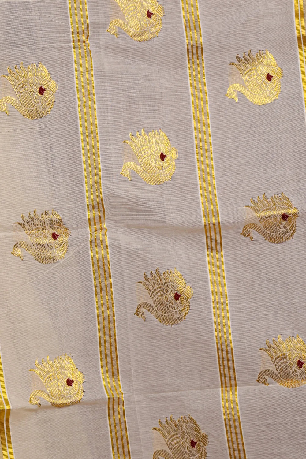 Off White Cotton Kerala Saree