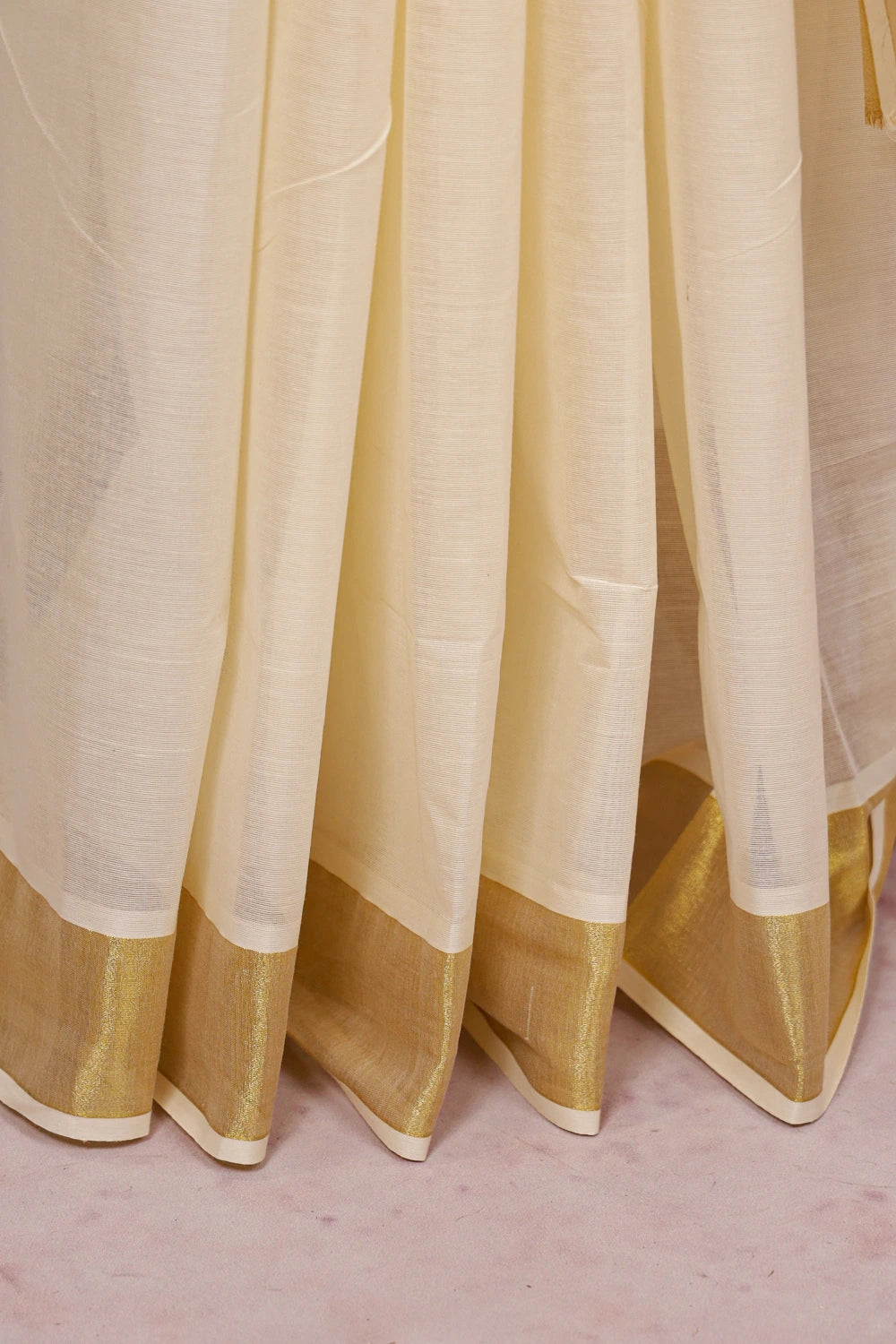 Off White Cotton Kerala Saree