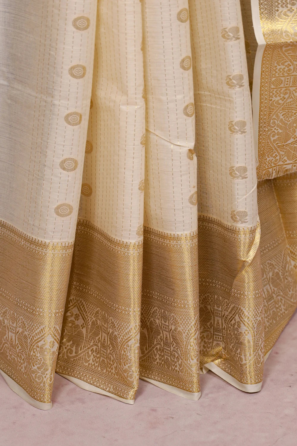 Off White Cotton Kerala Saree