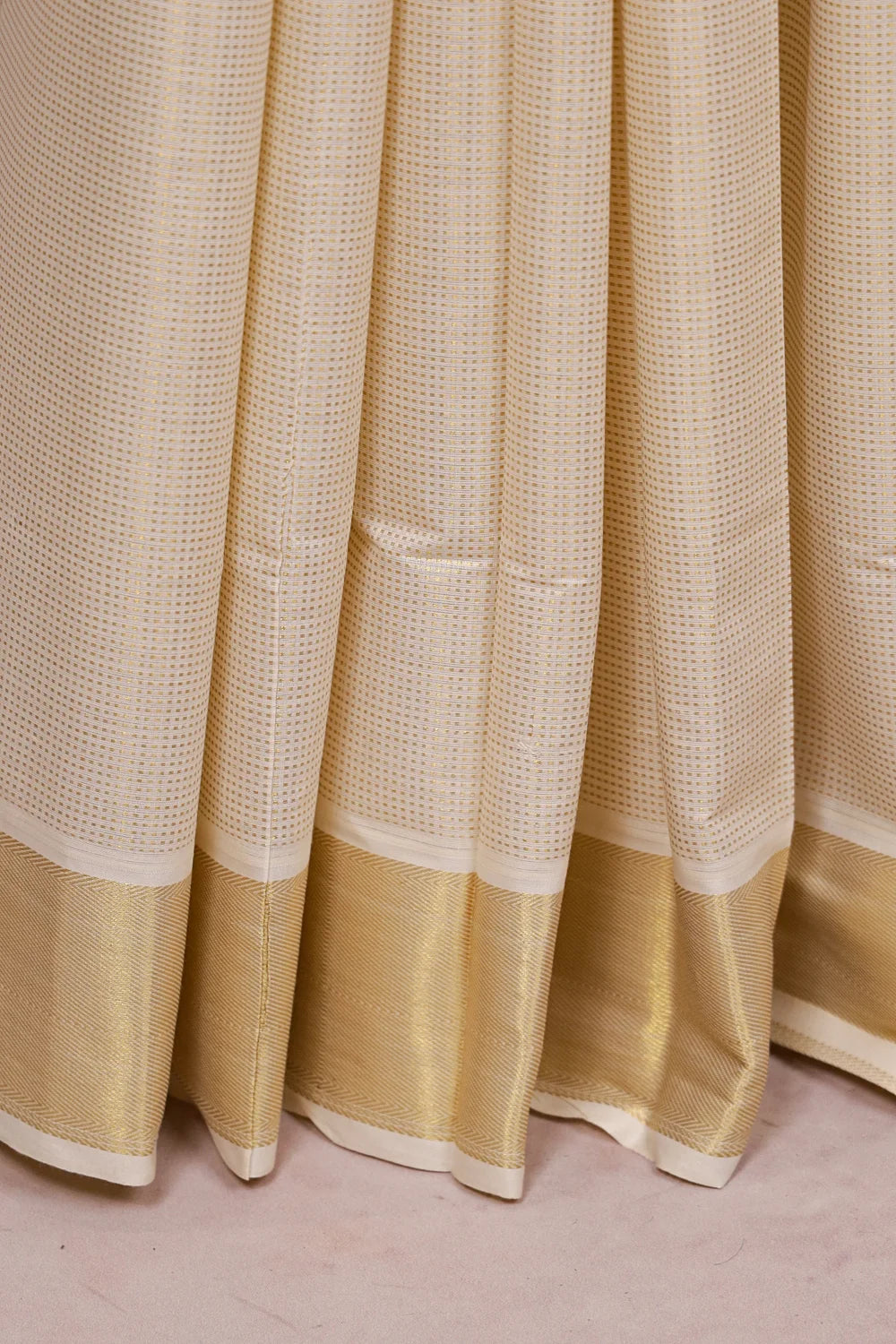 Off White Cotton Kerala Saree