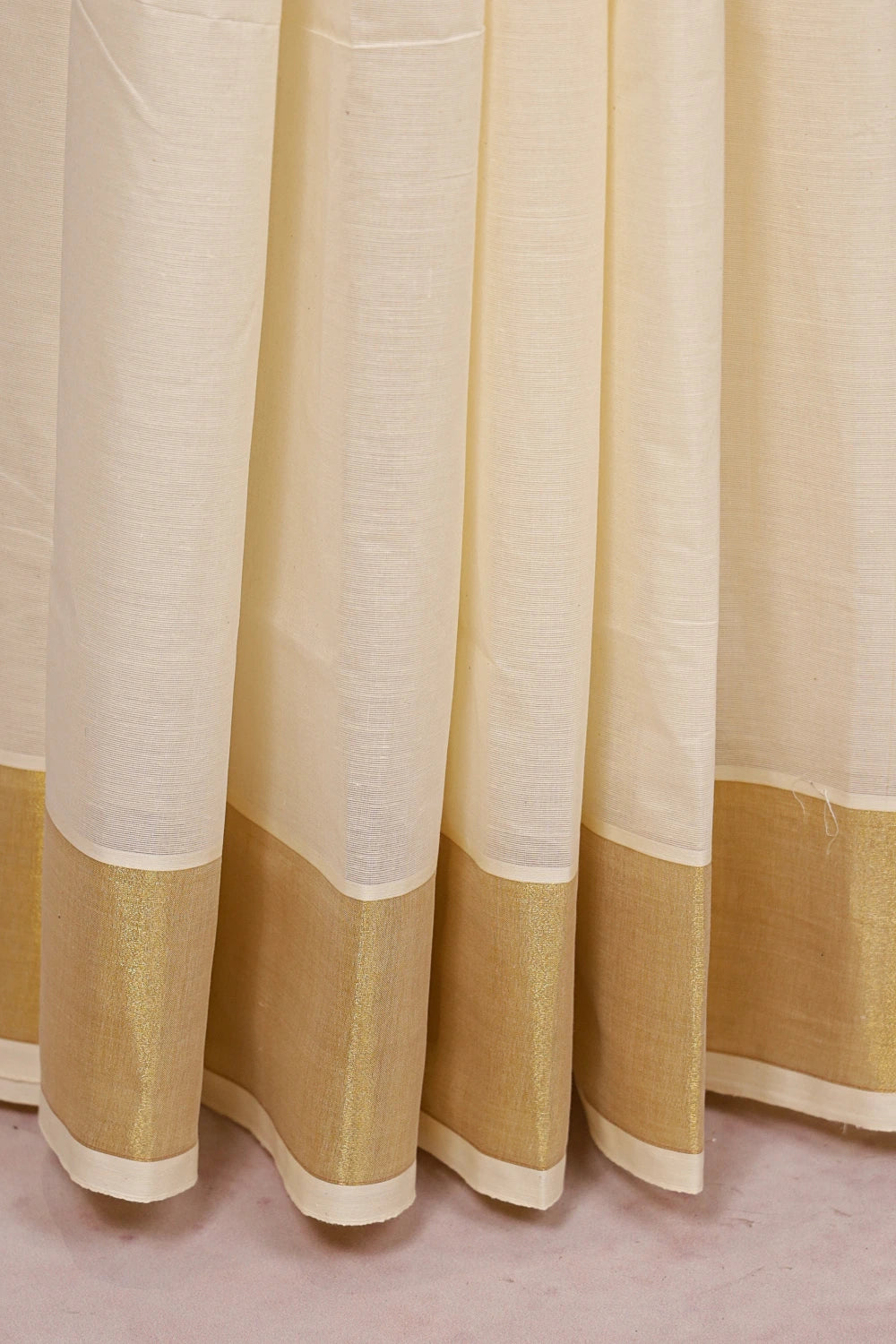 Off White Cotton Kerala Saree