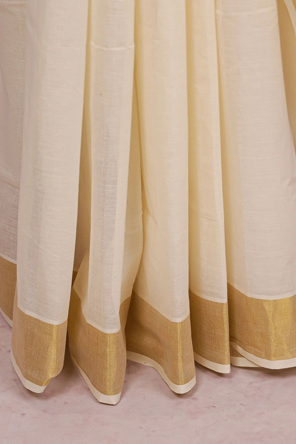 Off White Cotton Kerala Saree