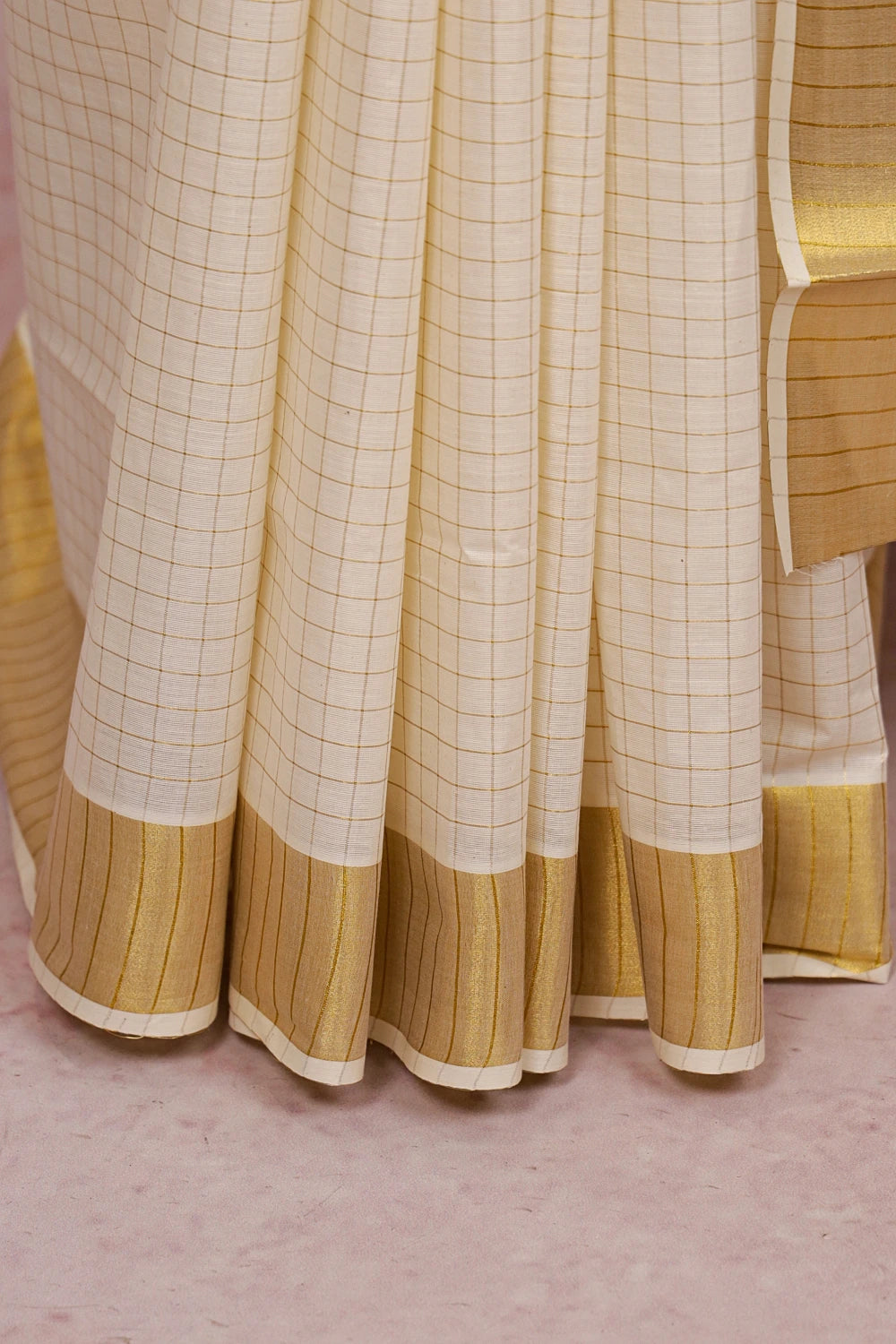 Off White Cotton Kerala Saree