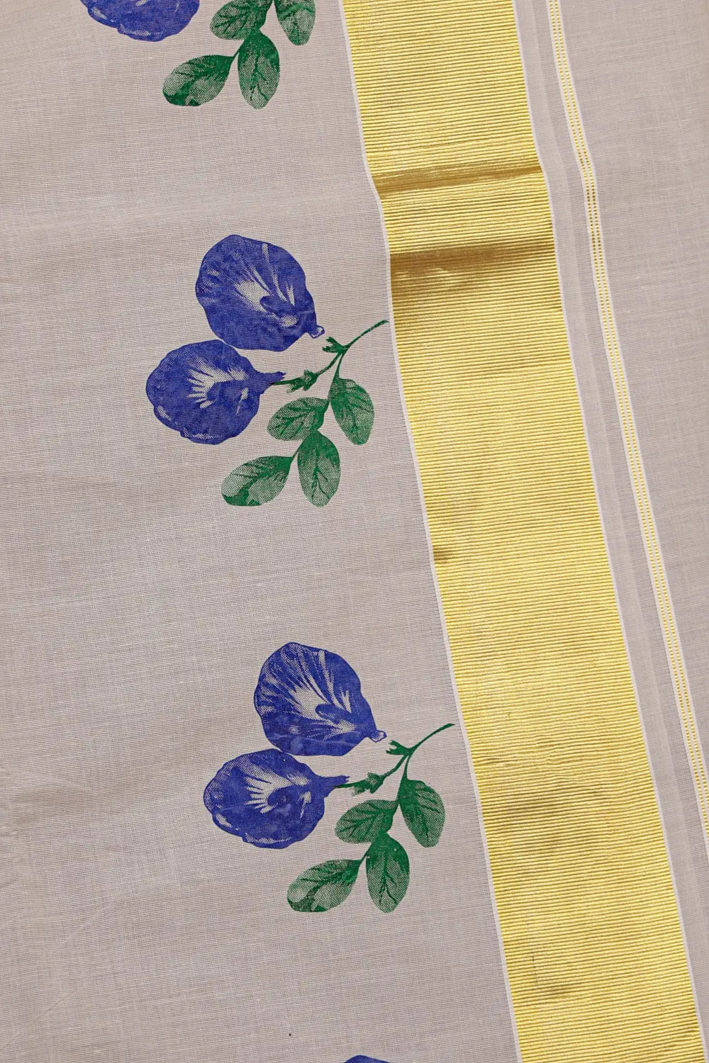 Off White Cotton Kerala Saree
