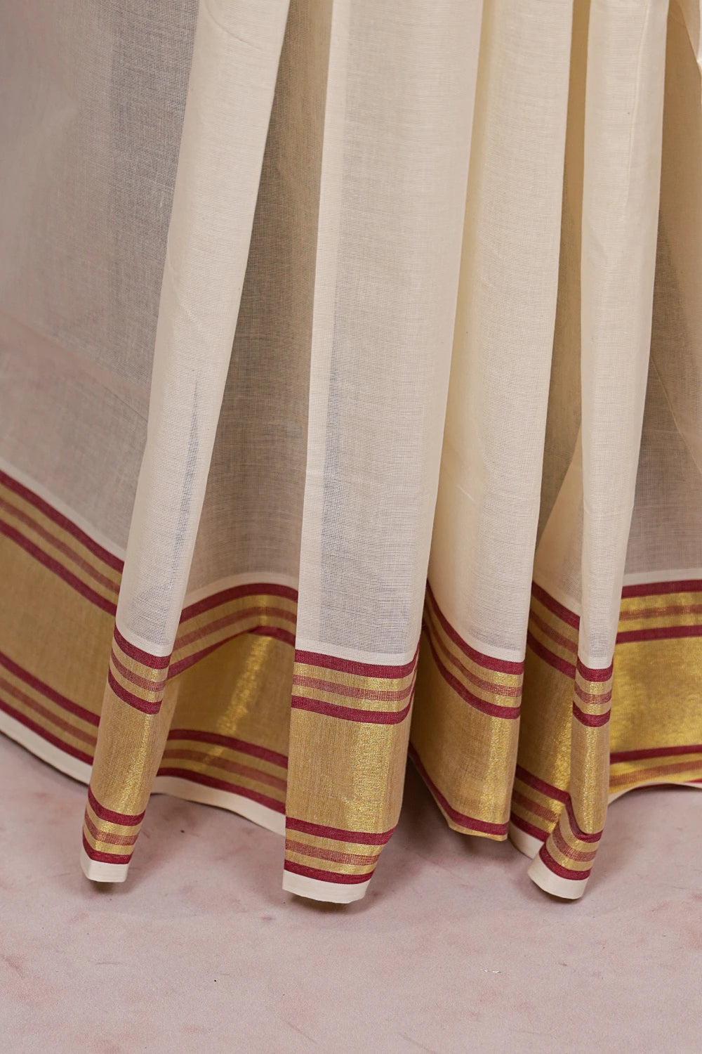Off White Cotton Kerala Saree