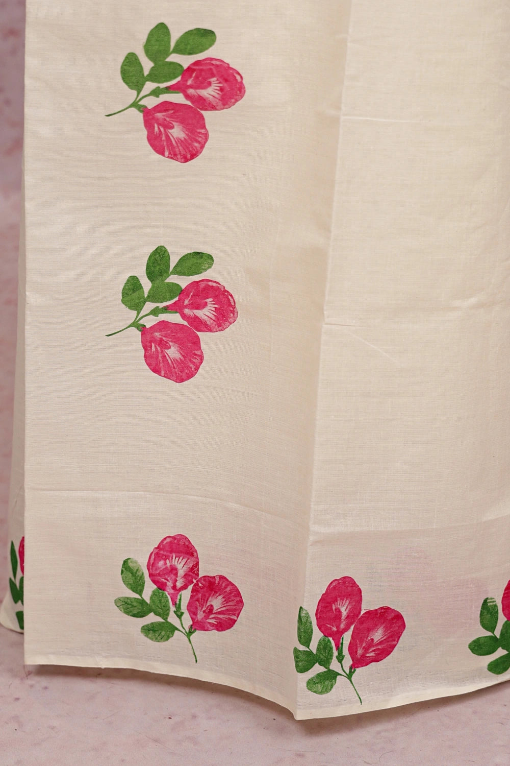Off White Cotton Kerala Set Mundu