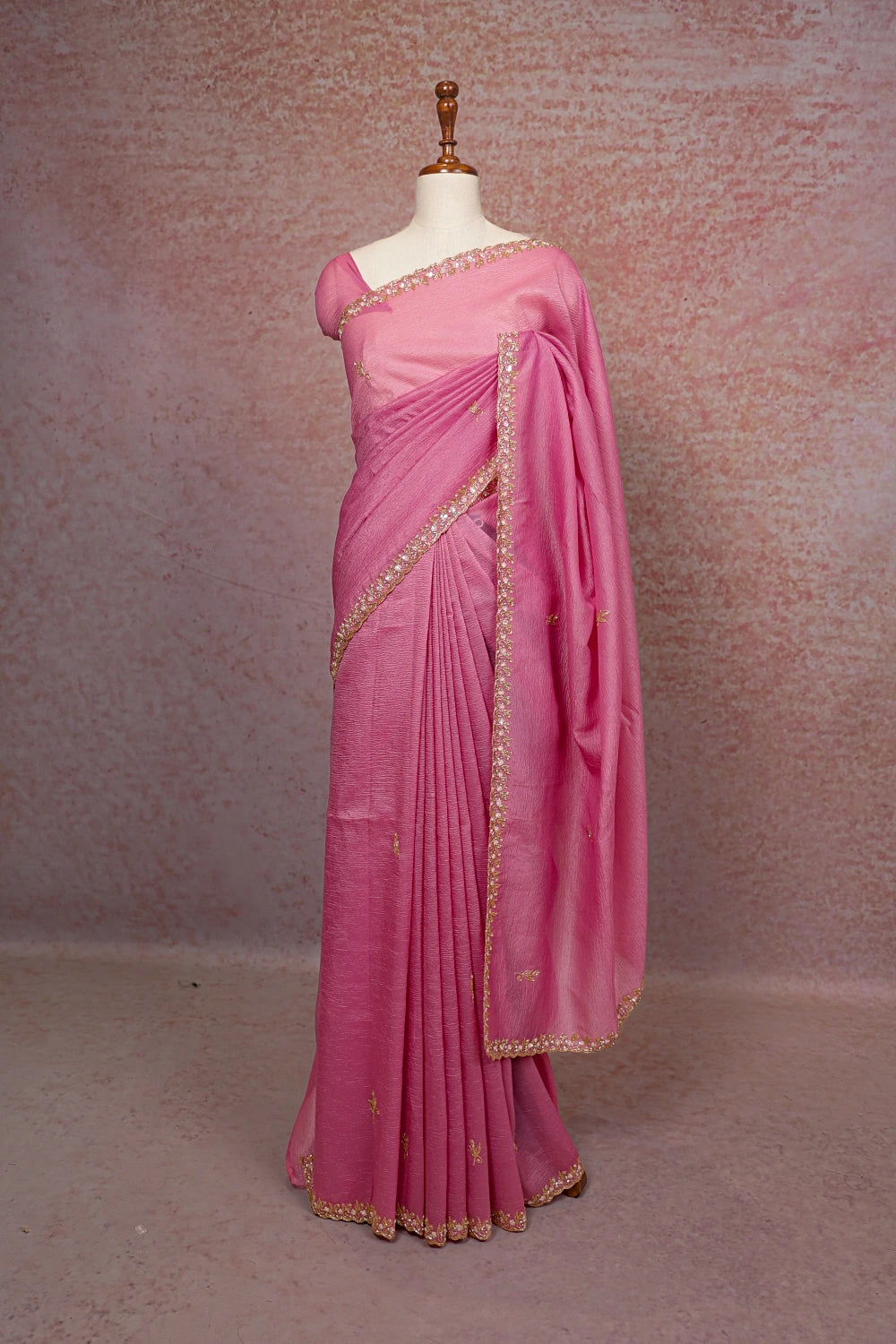 Onion Pink Crush Organza Saree