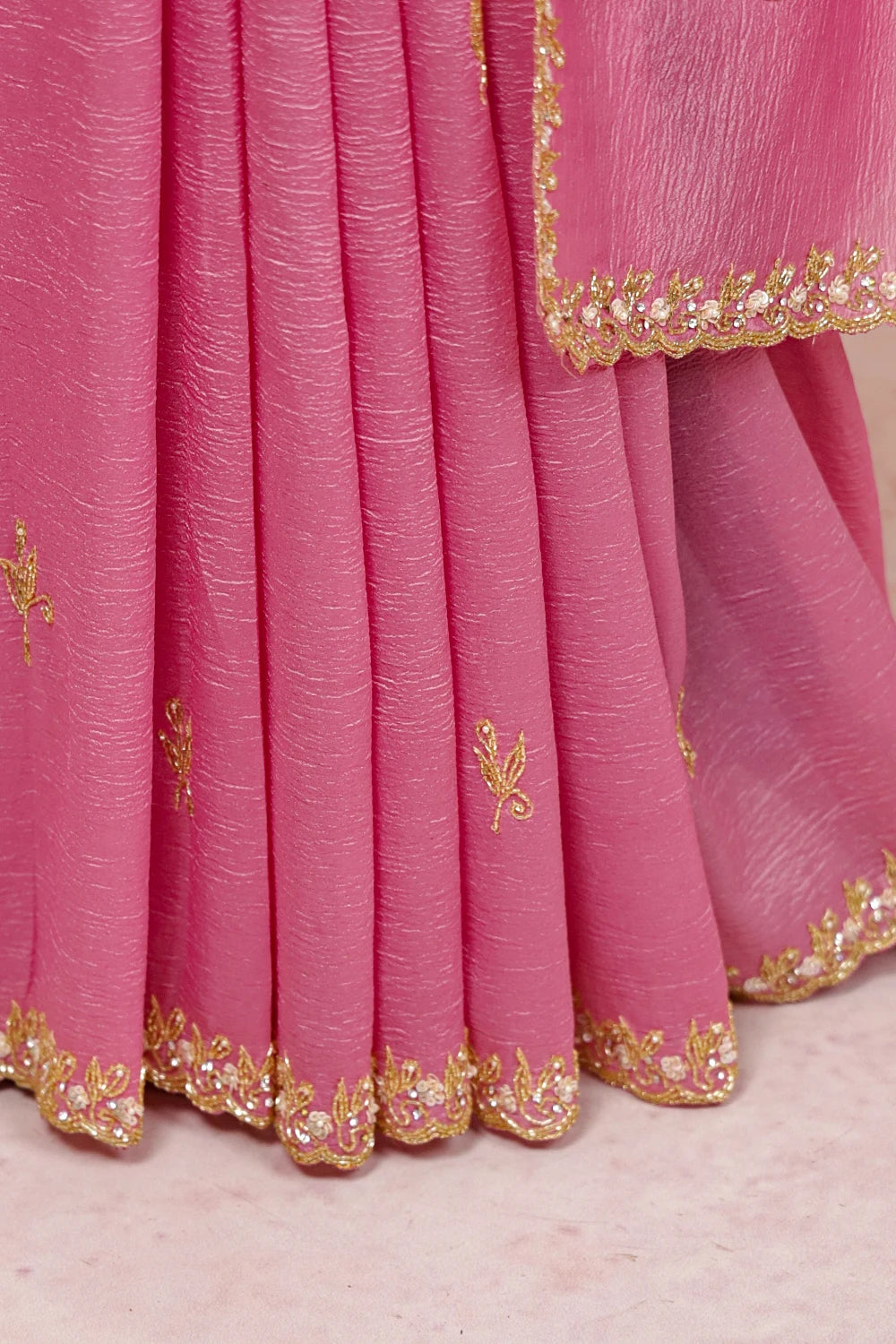 Onion Pink Crush Organza Saree