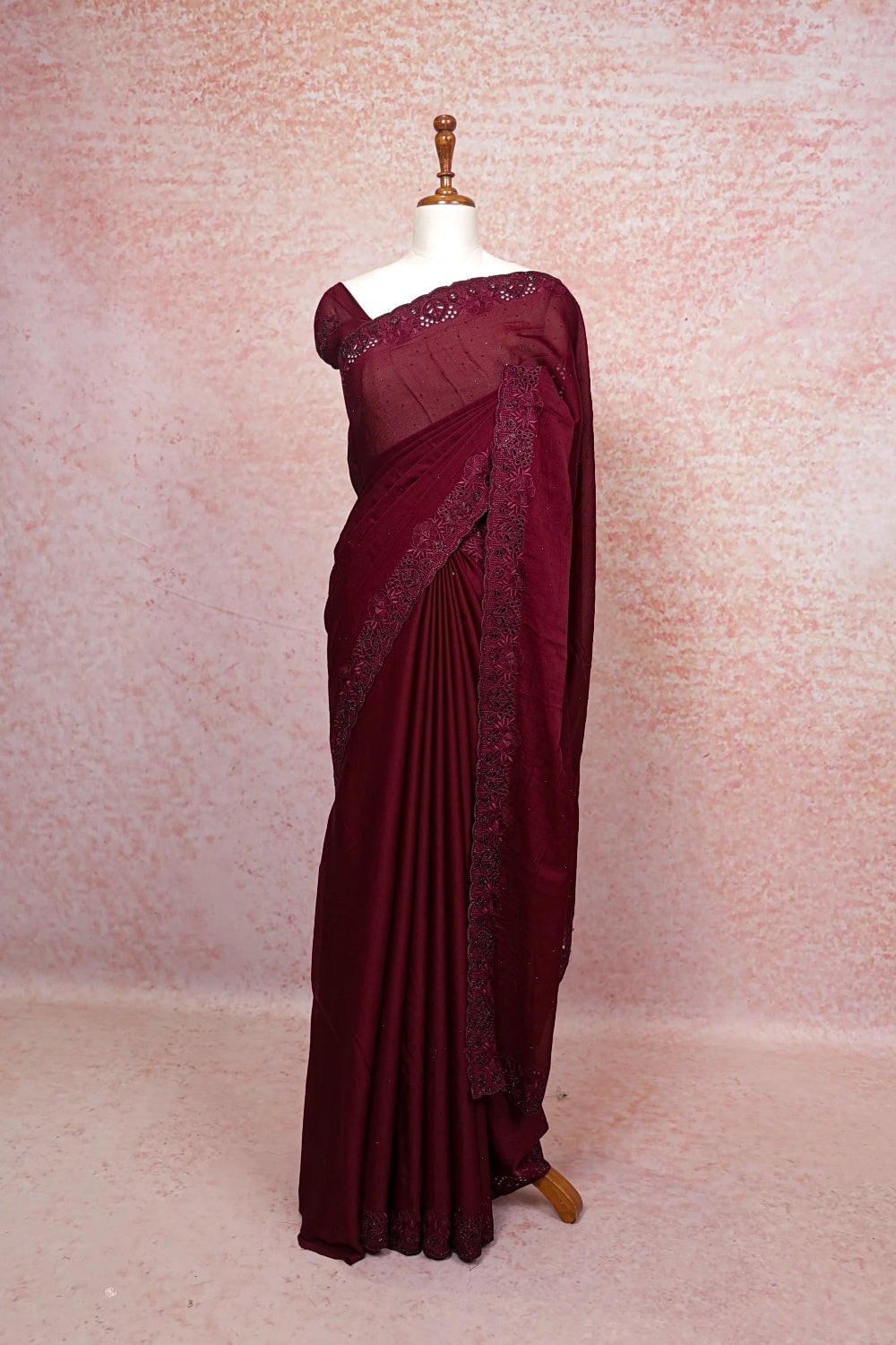 Wine Georgette Saree