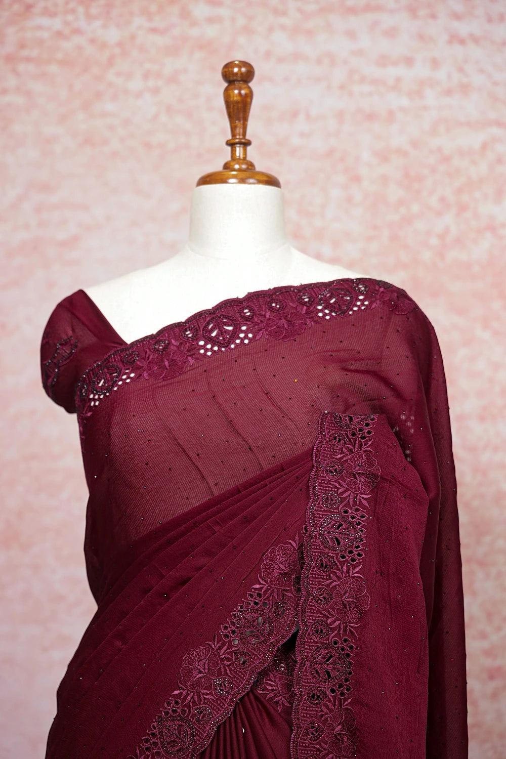 Wine Georgette Saree