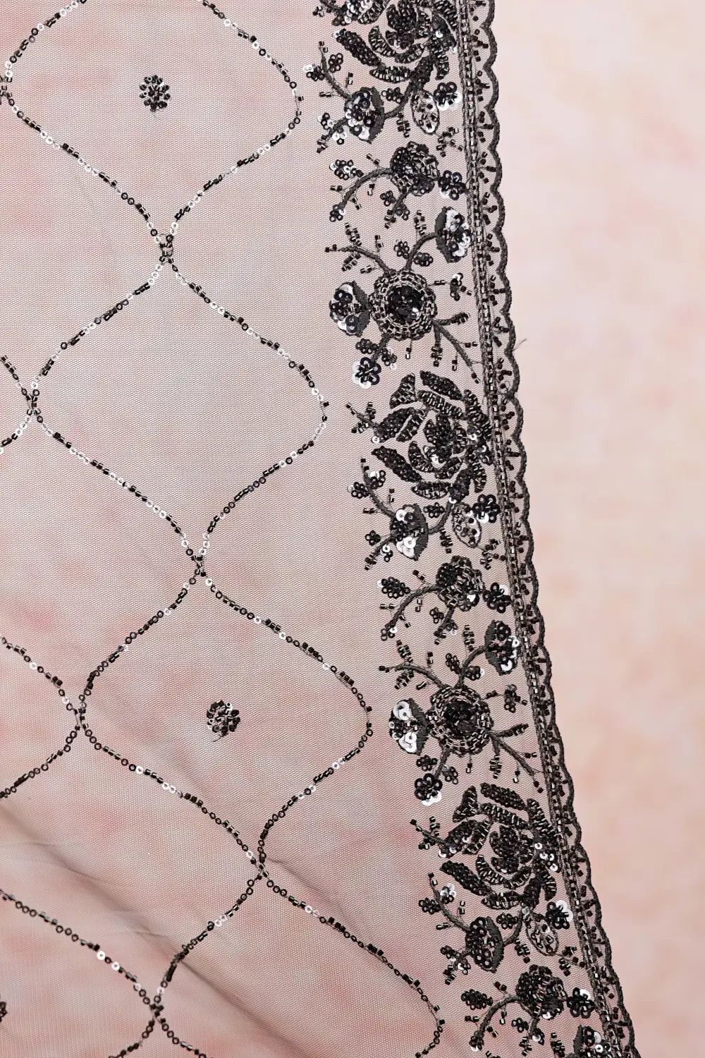 Black Net Saree