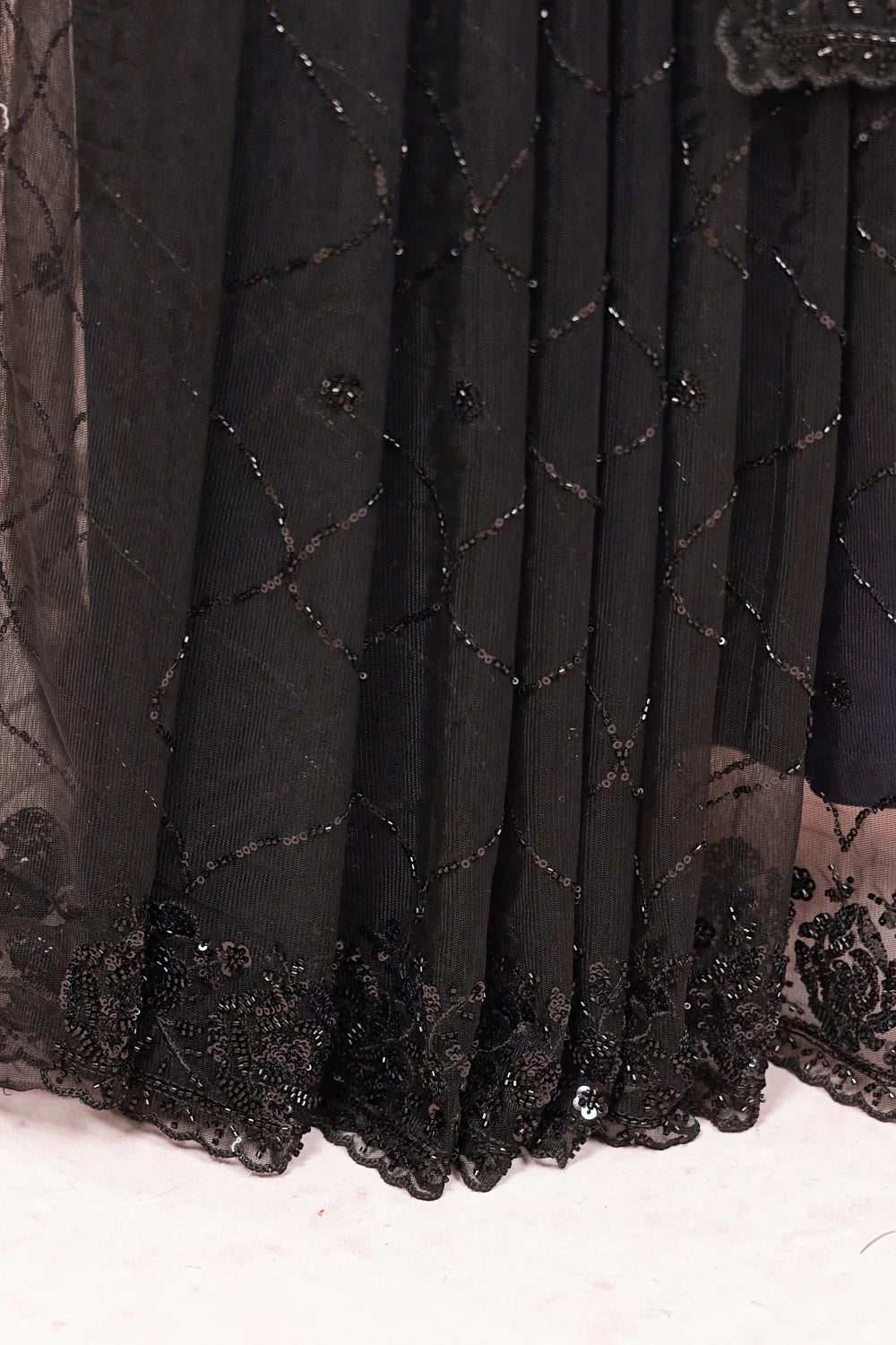 Black Net Saree