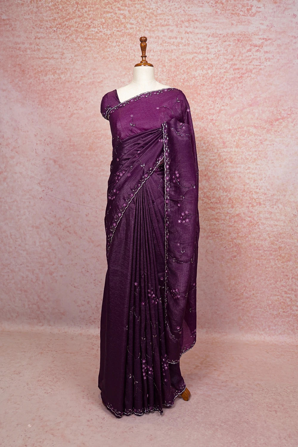 Grape Color Tissue Organza Saree