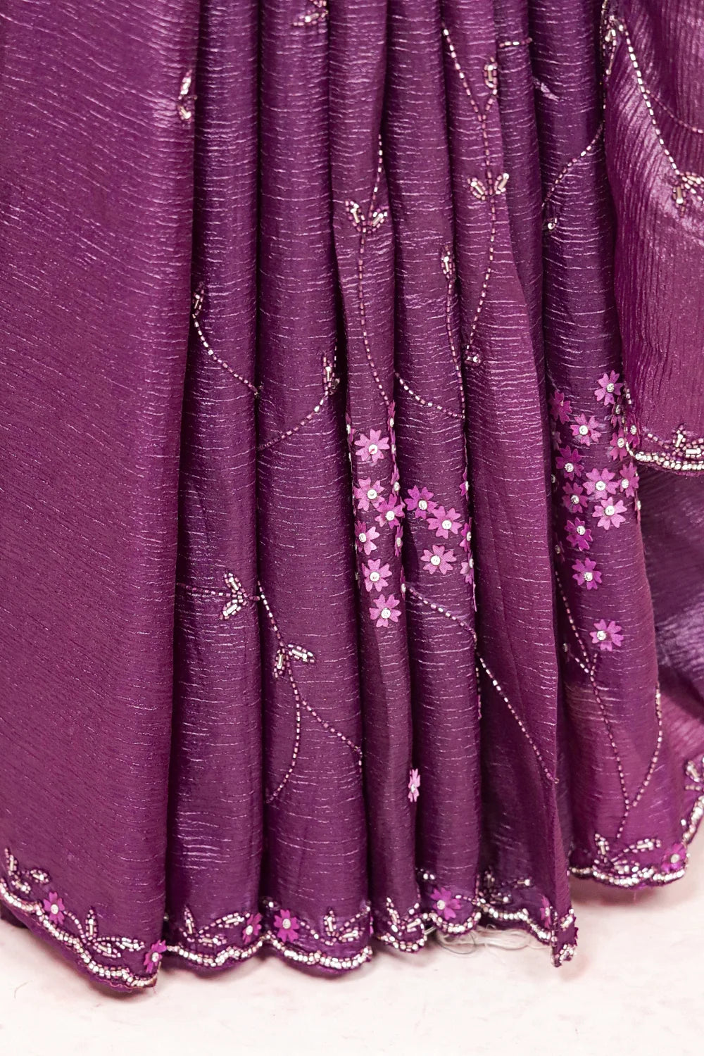 Grape Color Tissue Organza Saree